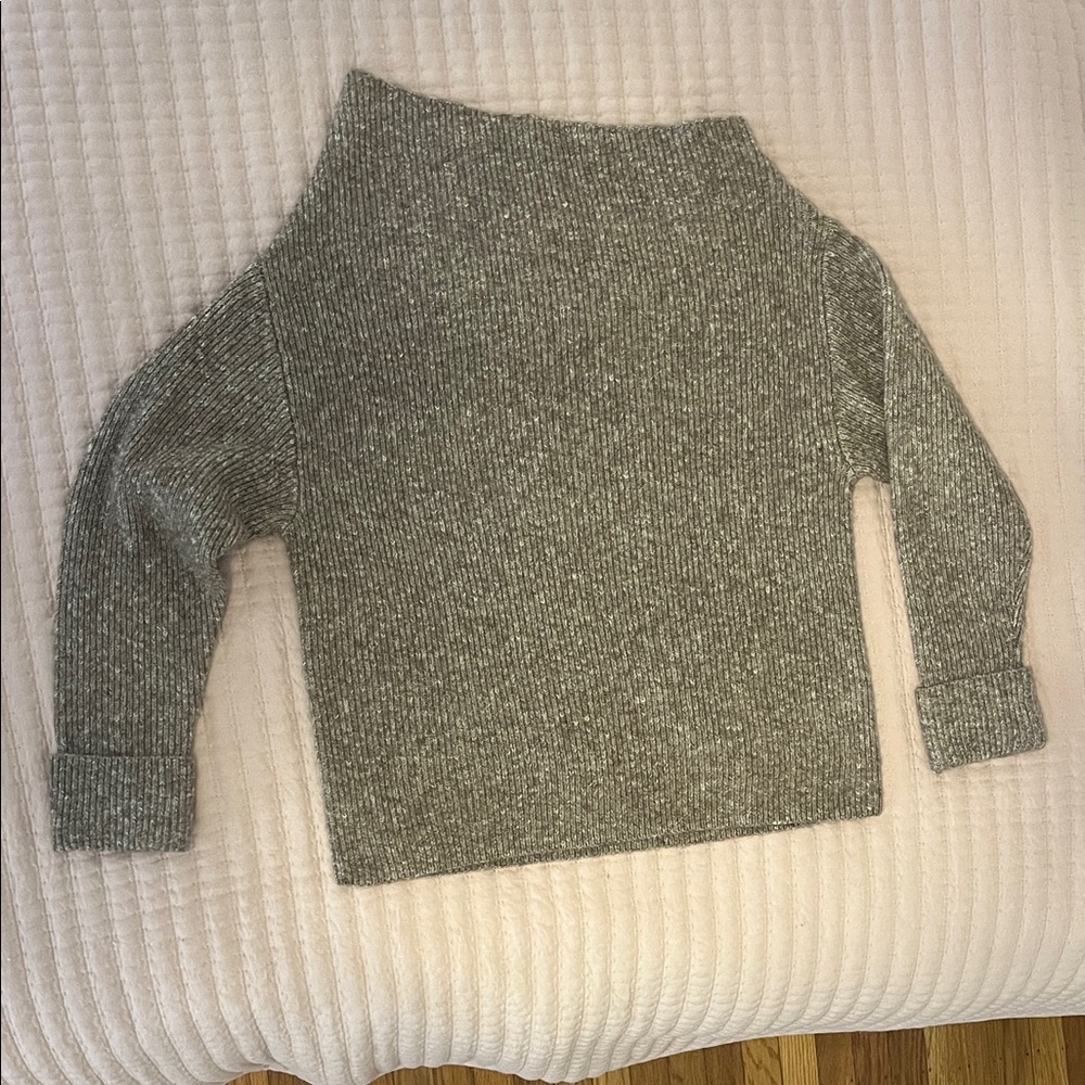 Treasure & Bond Brown Off Shoulder Ribbed Knit Sweater
